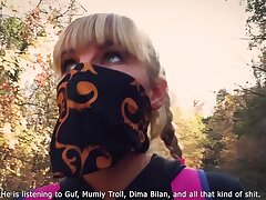 Outdoor blowjob. Stalker Karina sucked a dick to a guard at an abandoned camp